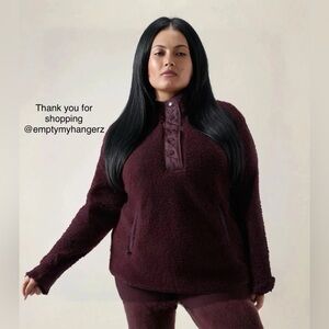 NWT! Spiced Cabernet Athleta Cozy Sherpa Pullover Snap Sweatshirt - Multiple